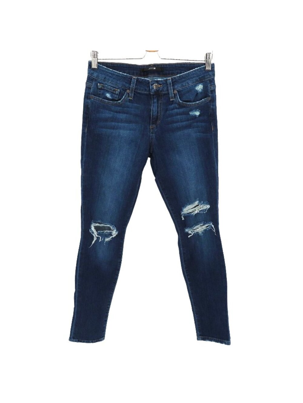 Joes Jeans Women 29 The Skinny Dark Blue Distressed Denim Jeans Cotton Blend
